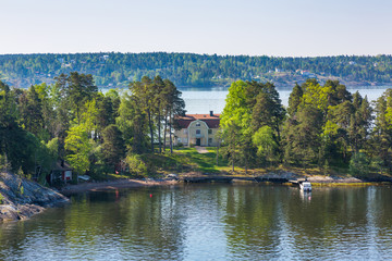 Fototapeta na wymiar Sweden, small houses on an island in the Baltic Sea