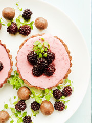 Tarts with blackberries