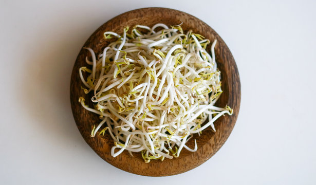Mung bean sprouts or tauge on white background.