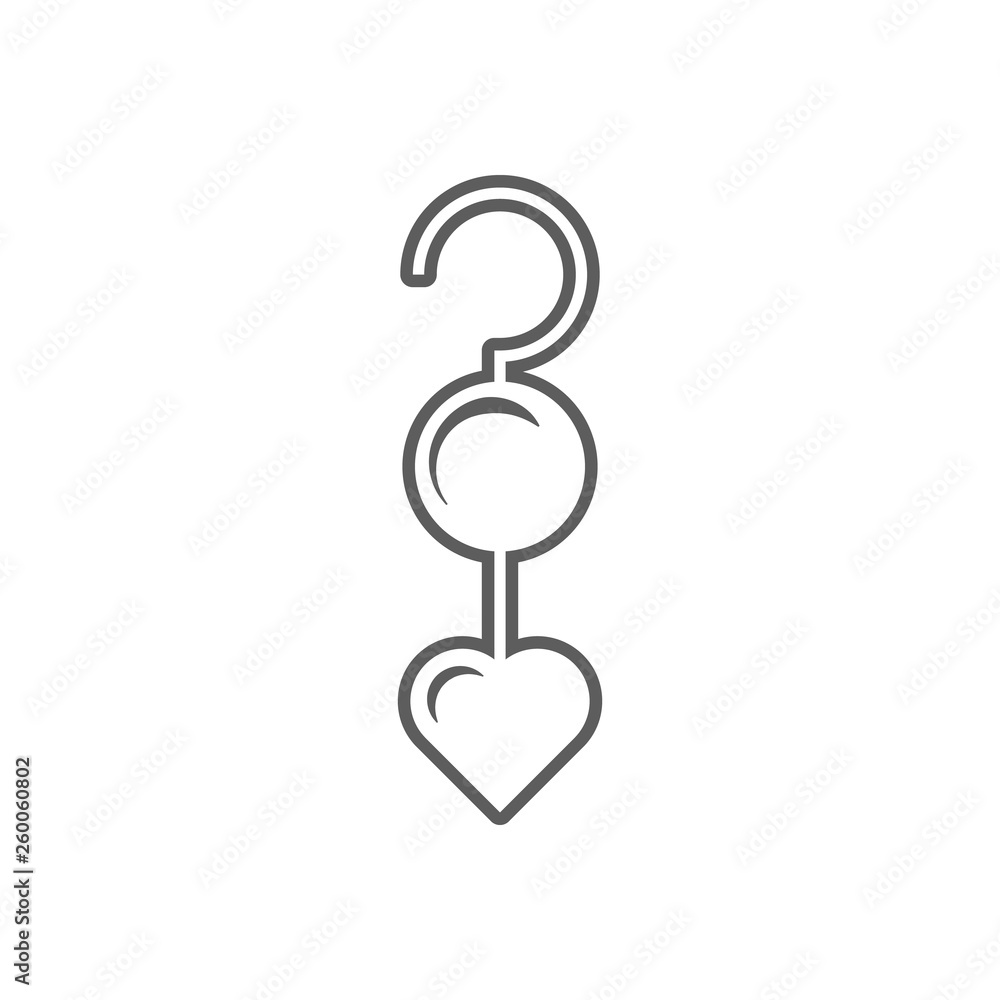 Aufkleber earrings with heart icon. element of romance for mobile concept and web apps icon. outline, thin lin