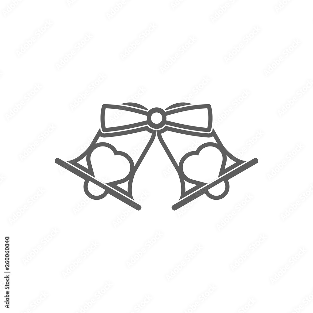 Poster bells with a heart icon. element of romance for mobile concept and web apps icon. outline, thin line