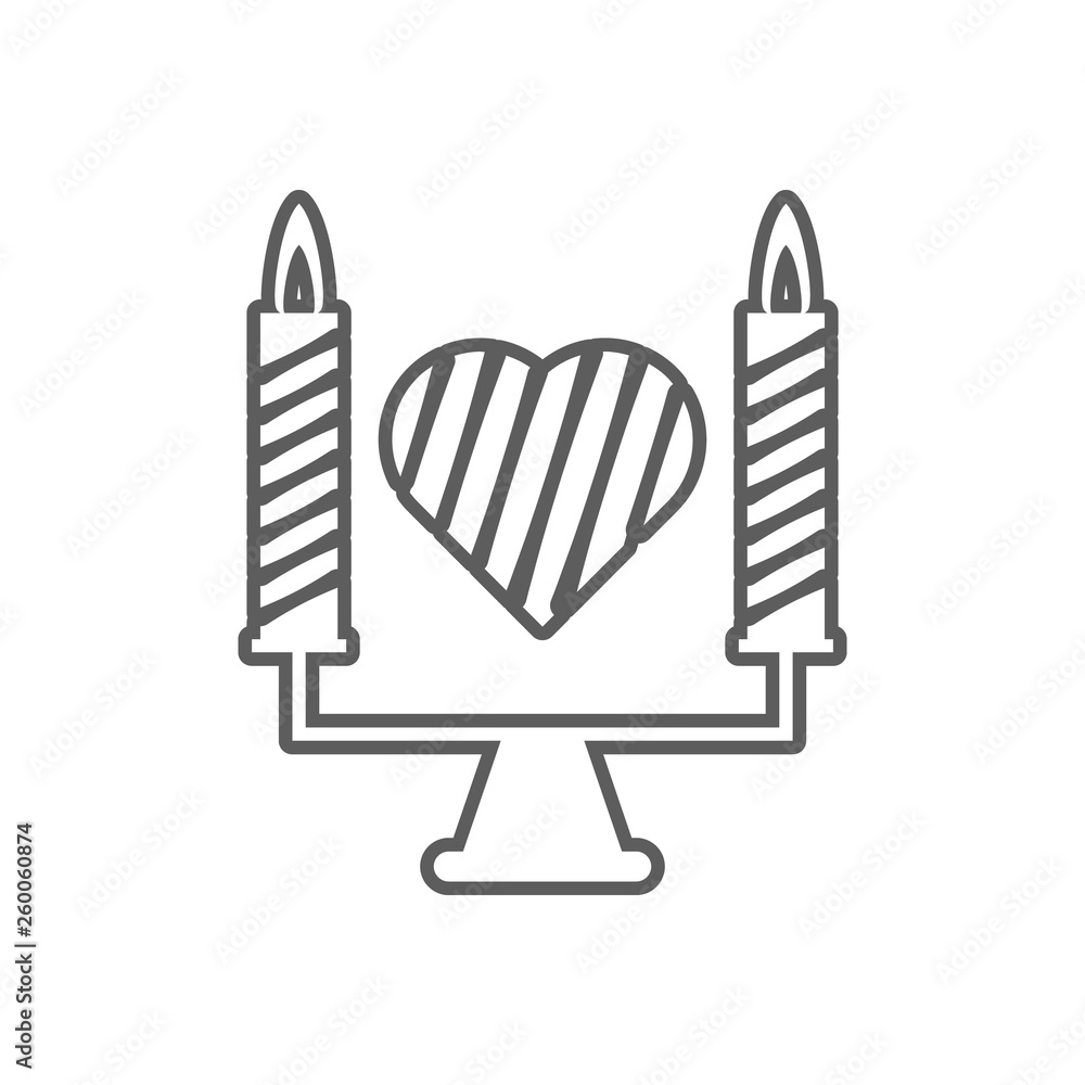 Poster candles with a heart icon. element of romance for mobile concept and web apps icon. outline, thin li