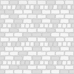 Doodle white brick seamless pattern. Vector hand drawn illustration.