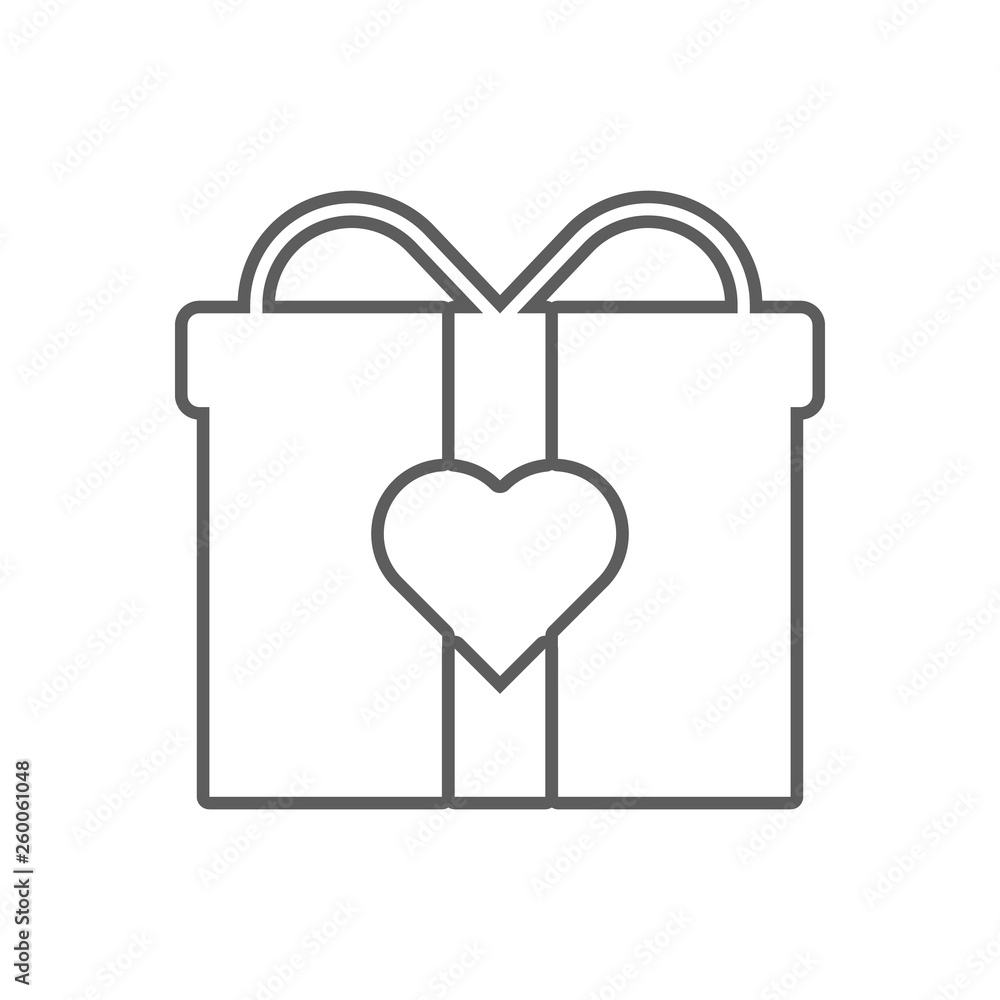Poster box with ribbon hearts icon. element of romance for mobile concept and web apps icon. outline, thin 