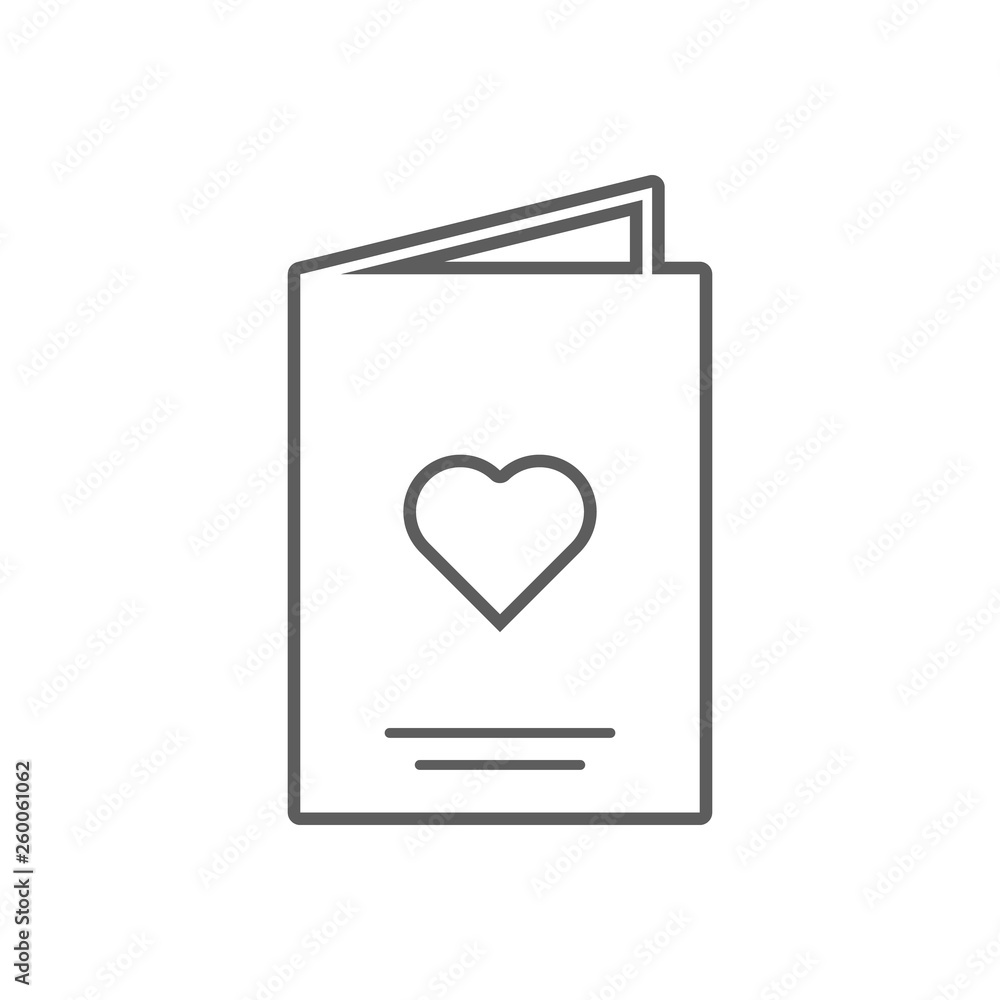 Poster card with heart icon. element of romance for mobile concept and web apps icon. outline, thin line ic