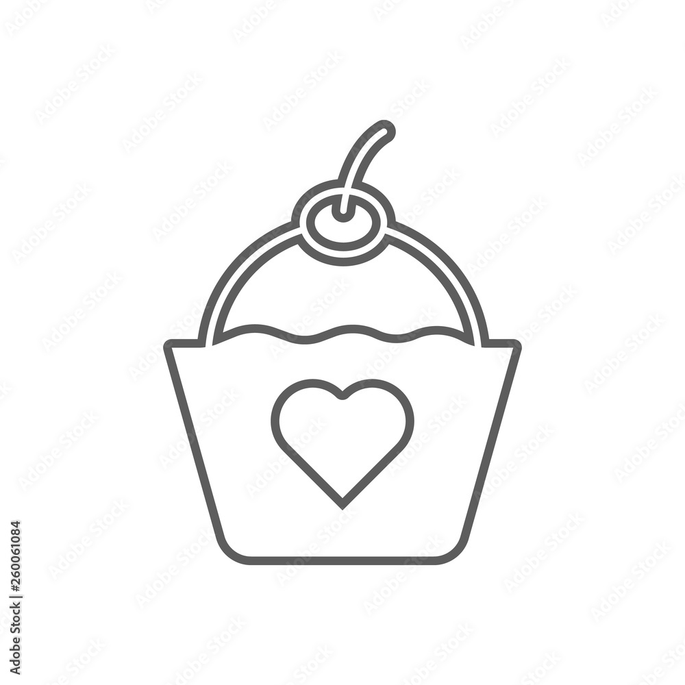 Poster basket with heart icon. element of romance for mobile concept and web apps icon. outline, thin line 