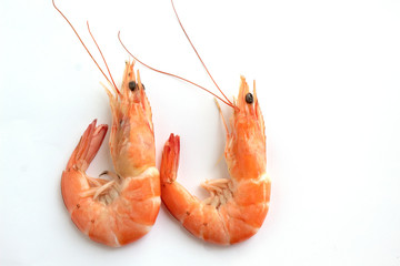 boiled shrimp isolated on white background