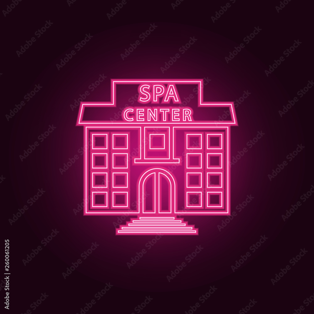 Poster building of the spa center icon. elements of spa in neon style icons. simple icon for websites, web 