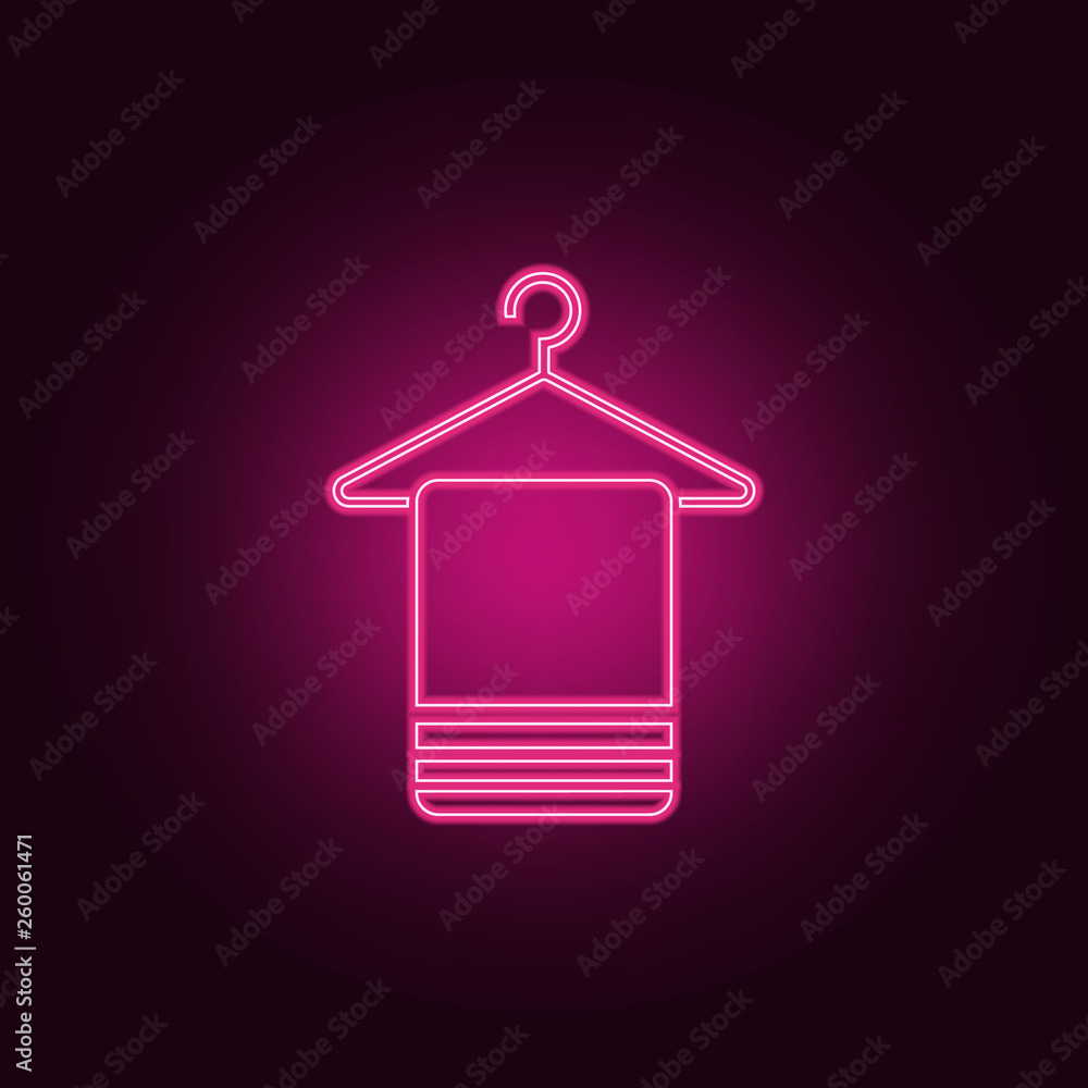 Poster towel on a hanger icon. elements of spa in neon style icons. simple icon for websites, web design, m