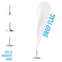 Realistic white banner flag 3d mockup. 