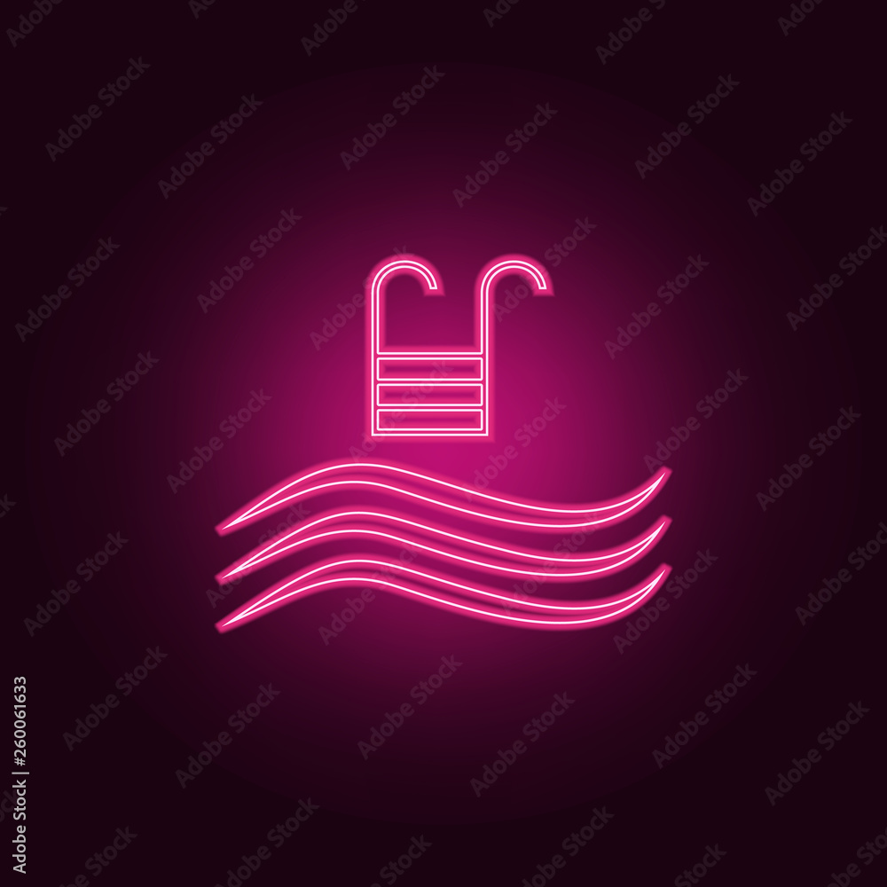 Poster ladder of the pool icon. elements of spa in neon style icons. simple icon for websites, web design, 