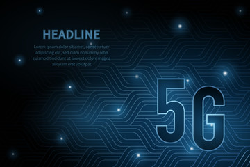 5G technology geometry cross frame line vector futuristic illustration template background with glowing dot