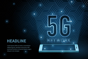 5G technology geometry cross frame line vector futuristic illustration template background with glowing dot