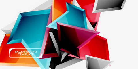 Minimal geometrical triangles with 3d effect abstract background template