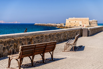 Beautiful view to Venetian fortress Koules in Heraklion, Greece, Crete
