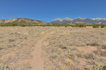 path across Droney Gulch State Wildlife Area and Mount Shavano (Chaffee county, Colorado, USA)