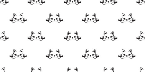 cat seamless pattern vector kitten calico hole pet repeat wallpaper scarf isolated tile background