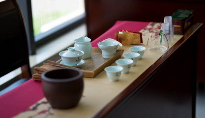 The set of Chinese tea ceremony for show.