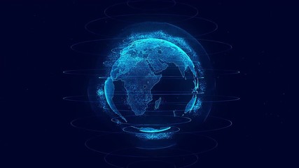 3d rendering abstract globe virtual planet Earth. Digital technology planet. - Powered by Adobe