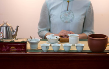 The set of Chinese tea ceremony for show.