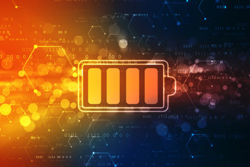 Battery Icon in digital background, battery Supply Concept Background, Energy Efficiency Concept - obrazy, fototapety, plakaty