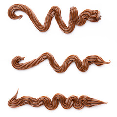 Chocolate cream isolated on white background. Flat lay.