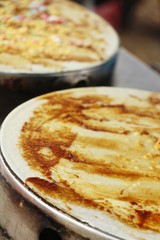 Making crispy pancake delicious at street fo