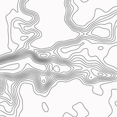 Topographic map. Black lines on white background. Contour abstract background. Vector illustration.