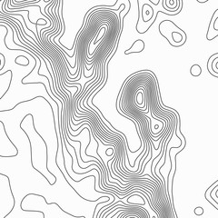 Topographic map. Black lines on white background. Contour abstract background. Vector illustration.