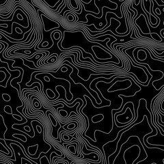 Topographic map. Black lines on white background. Contour abstract background. Vector illustration.
