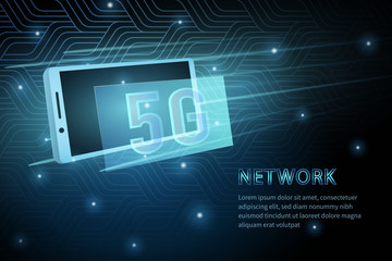 5G wifi technology mobile phone geometry cross frame line vector futuristic illustration template background with glowing dot