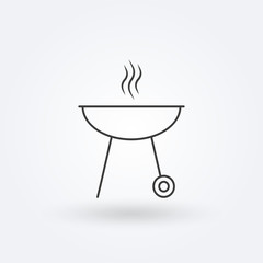 Barbecue grill outline icon. BBQ oven line sign. Vector illustration.