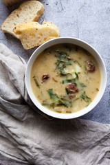 Bowl of Caldo Verde (Portuguese Soup)