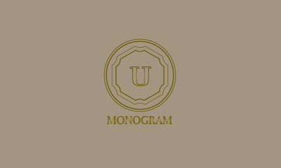 Obraz premium Decorative monogram with calligraphic letter. Logo logo design, business identity identity for a restaurant, royalty, boutique, cafe, hotel. Vector illustration