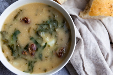 Bowl of Caldo Verde Soup (Portuguese Soup)