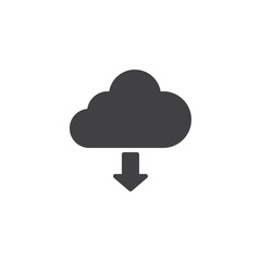 Download from cloud vector icon. filled flat sign for mobile concept and web design. Cloud computing and arrow down glyph icon. Symbol, logo illustration. Pixel perfect vector graphics