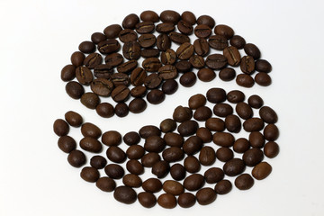 Coffee bean pattern isolated on white background.