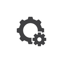 Setting gears vector icon. filled flat sign for mobile concept and web design. Cogwheel, configuration glyph icon. Symbol, logo illustration. Pixel perfect vector graphics