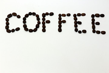 Coffee bean pattern isolated on white background.