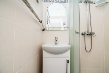 The photo of a sink in a bathroom