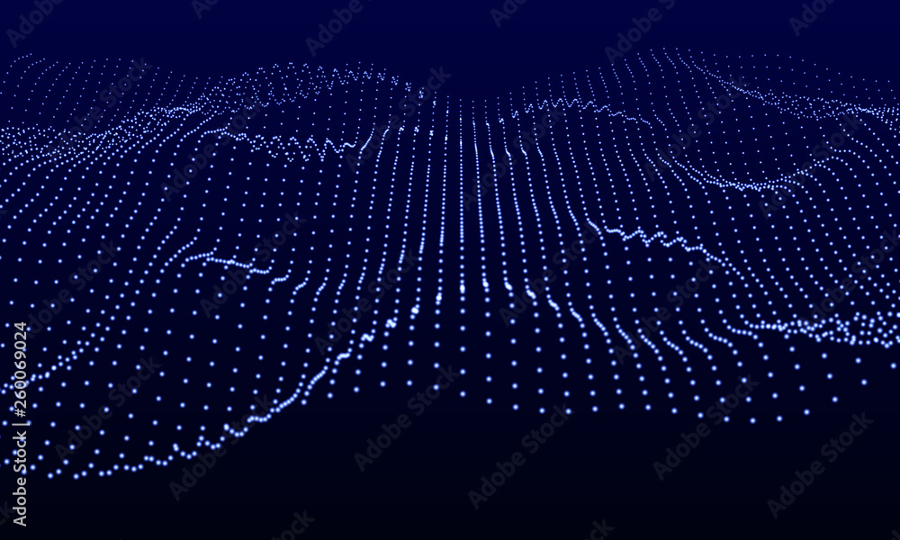 Wall mural abstract 3d grid dots background. futuristic technology network wireframe. artificial intelligence b