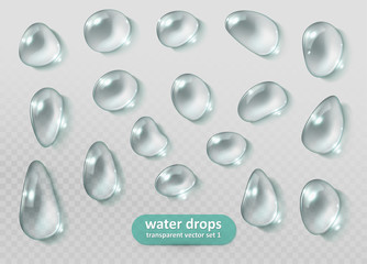 Realistic transparent Water drops. Vector eps10
