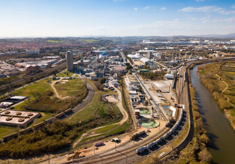 Top view of the chemical plant and the surrounding area