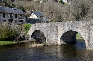 Medieval bridge over a french river