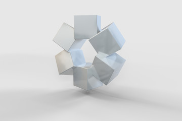 3d rendering, creative cubes with sense of science and technology