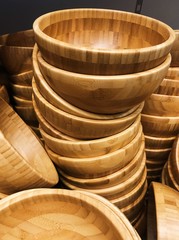 Beautiful wooden plate in the shop view 