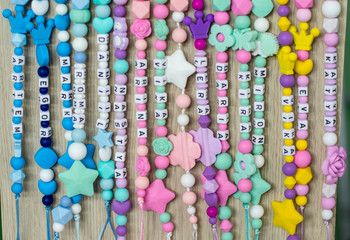 colorful bright bracelets with letters stars for children and toys for
