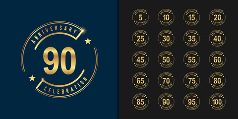 Set of anniversary logotype. Golden anniversary celebration emblem design for company profile, booklet, leaflet, magazine, brochure poster, web, invitation or greeting card.