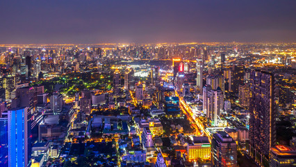 High view of Bangkok cityscape night light 1