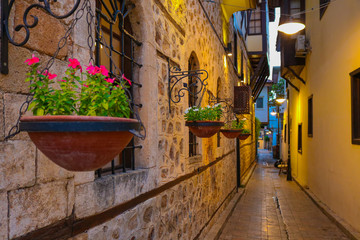 Back street in old town, Kaleici, Antalya Turkey.